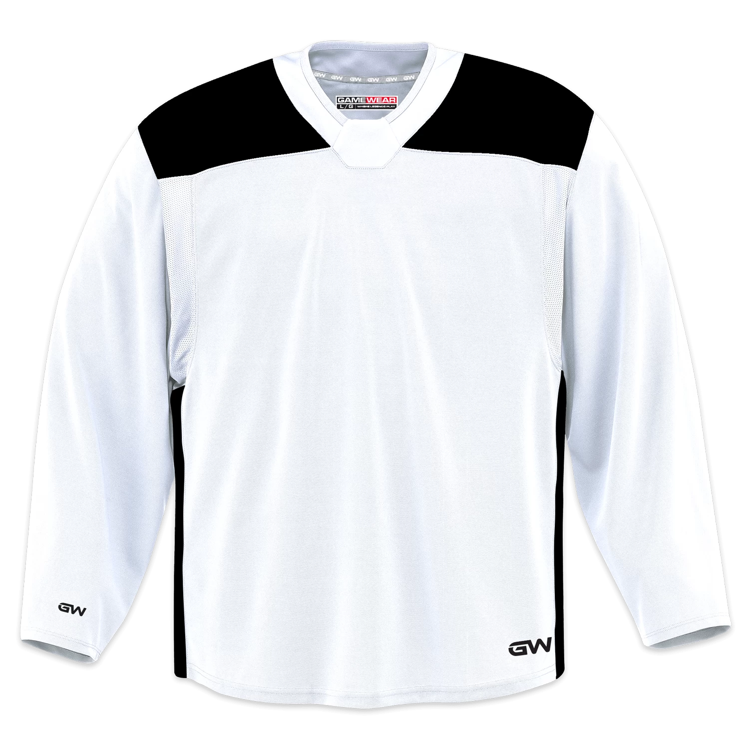 GameWear GW6500 ProLite Series Senior Hockey Practice Jersey - White / Black 1 GameWear GW6500 ProLite Series Senior Hockey Practice Jersey - White / Black